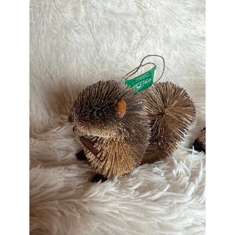 Kurt Adler Buri Fiber Woodland Ornaments Christmas Raccoon Chipmunk Rustic
